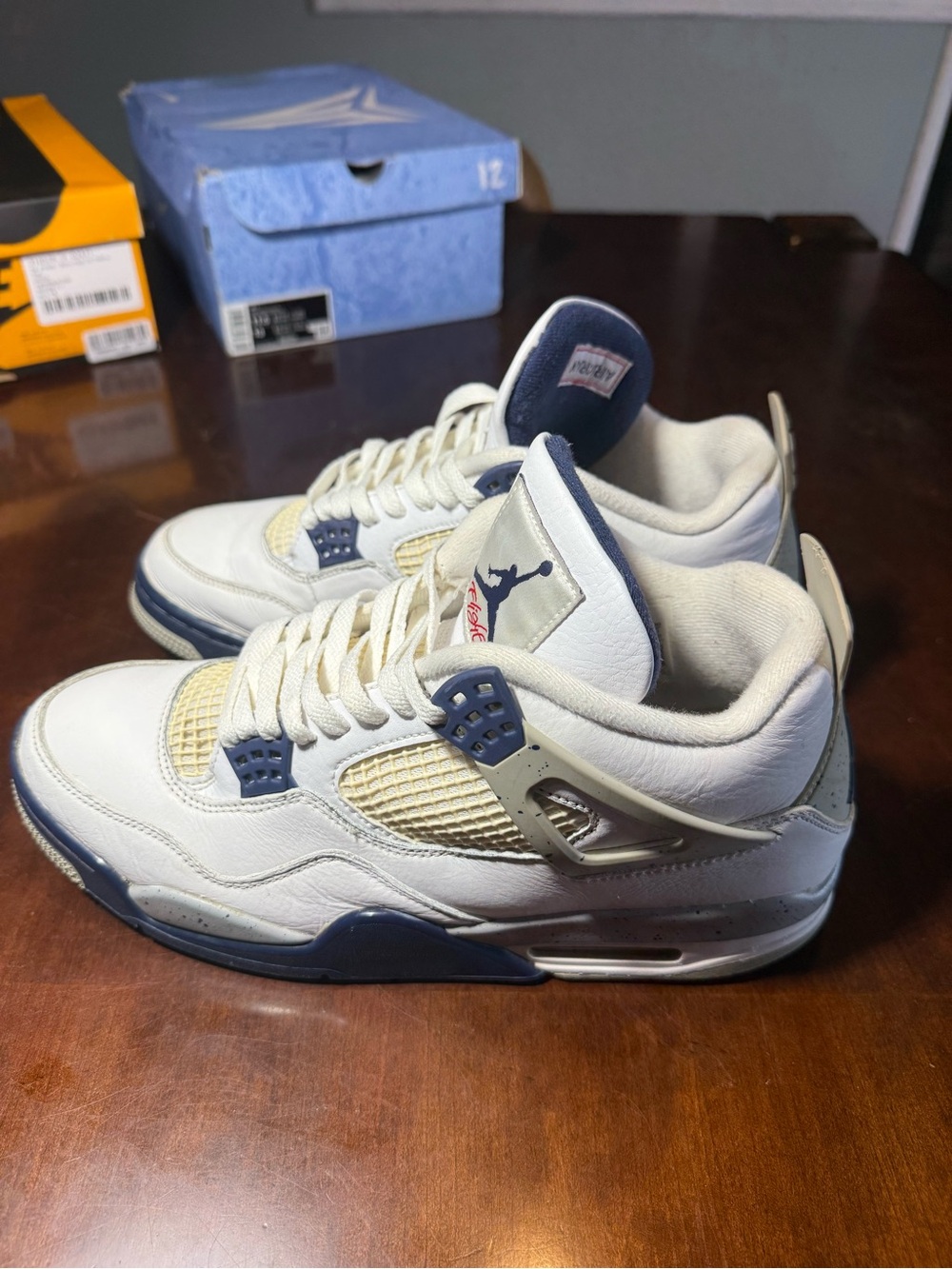 Jordan 4 Midnight Navy Men’s Sneakers - White and Navy Accents